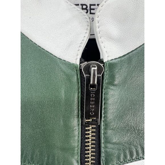 ICEBERG Leather Biker Jacket Size EU 44 Full Zip Men’s Jacket Green Black - Picture 7 of 16
